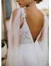 Ivory Full Lace Romantic Wedding Dress With Shoulder Wings